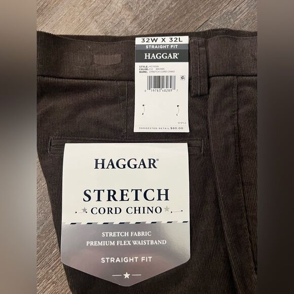 Haggar Classic-Fit Expandable Waistband Corduroy Straight Leg Pants-Size 32x32 - Picture 4 of 6